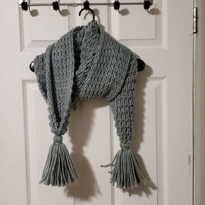 Light gray blue long chunky winter scarf
